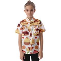 Seamless Pattern Hand Drawing Cartoon Dessert And Cake Kids  Short Sleeve Shirt by Wav3s