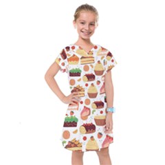 Seamless Pattern Hand Drawing Cartoon Dessert And Cake Kids  Drop Waist Dress by Wav3s