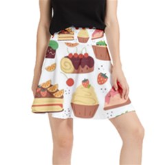 Seamless Pattern Hand Drawing Cartoon Dessert And Cake Waistband Skirt by Wav3s