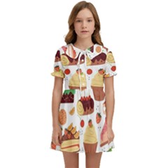 Seamless Pattern Hand Drawing Cartoon Dessert And Cake Kids  Sweet Collar Dress by Wav3s