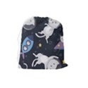 Space Cat Illustration Pattern Astronaut Drawstring Pouch (Large) View2