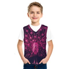 Peacock Pink Black Feather Abstract Kids  Basketball Tank Top by Wav3s