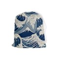 Japanese Wave Pattern Drawstring Pouch (Large) View1