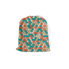 Multicolored Honeycomb Colorful Abstract Geometry Drawstring Pouch (medium) by Vaneshop