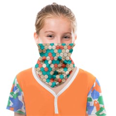 Multicolored Honeycomb Colorful Abstract Geometry Face Covering Bandana (kids) by Vaneshop