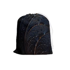 Abstract Dark Shine Structure Fractal Golden Drawstring Pouch (large) by Vaneshop