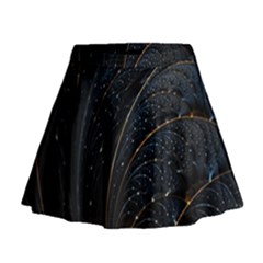 Abstract Dark Shine Structure Fractal Golden Mini Flare Skirt by Vaneshop
