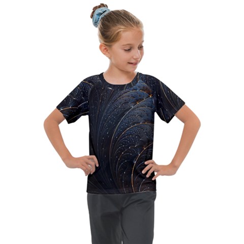Abstract Dark Shine Structure Fractal Golden Kids  Mesh Piece Tee by Vaneshop