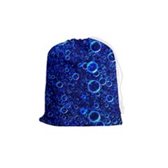 Blue Bubbles Abstract Drawstring Pouch (medium) by Vaneshop
