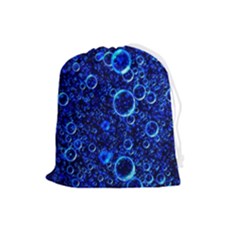 Blue Bubbles Abstract Drawstring Pouch (large) by Vaneshop