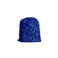Blue Bubbles Abstract Drawstring Pouch (xs) by Vaneshop
