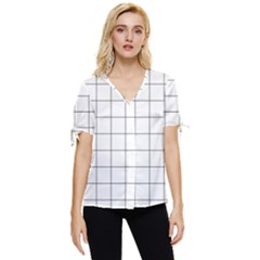 Mesh Bow Sleeve Button Up Top by zhou