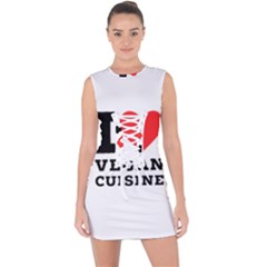 I Love Vegan Cuisine Lace Up Front Bodycon Dress by ilovewhateva