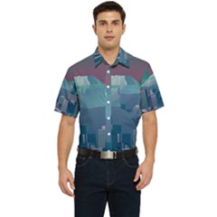 The Sun City Tokyo Japan Volcano Kyscrapers Building Men s Short Sleeve Pocket Shirt  by Grandong