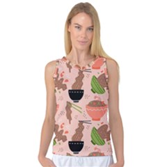 Doodle Yakisoba Seamless Pattern Background Cartoon Japanese Street Food Women s Basketball Tank Top by Grandong