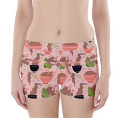 Doodle Yakisoba Seamless Pattern Background Cartoon Japanese Street Food Boyleg Bikini Wrap Bottoms by Grandong