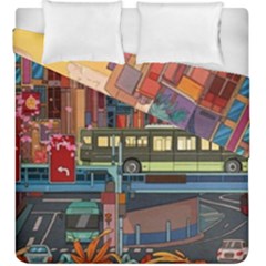 The City Style Bus Fantasy Architecture Art Duvet Cover Double Side (king Size) by Grandong
