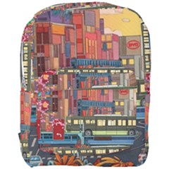 The City Style Bus Fantasy Architecture Art Full Print Backpack by Grandong