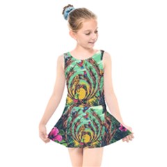 Monkey Tiger Bird Parrot Forest Jungle Style Kids  Skater Dress Swimsuit by Grandong