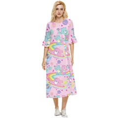 Bears Kawaii Pattern Double Cuff Midi Dress by Cowasu