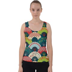 Japanese Fans Bright Pattern Velvet Tank Top by Cowasu
