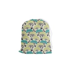 Flora Nature Color Japanese Patterns Drawstring Pouch (small) by Cowasu