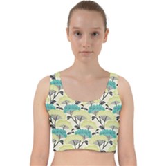 Flora Nature Color Japanese Patterns Velvet Racer Back Crop Top by Cowasu