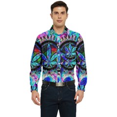 Cannabis Psychedelic Men s Long Sleeve Pocket Shirt  by Cowasu