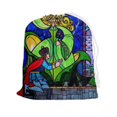 Beauty Stained Glass Rose Drawstring Pouch (2xl) by Cowasu