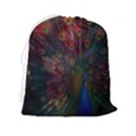 Red Peacock Feather Drawstring Pouch (2XL) View2