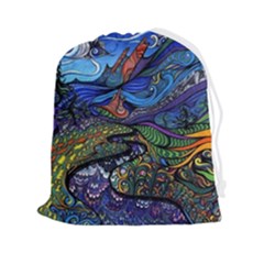 Psychedelic Landscape Drawstring Pouch (2xl) by Cowasu