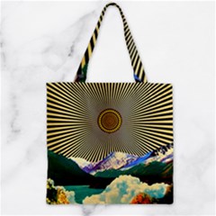 Surreal Art Psychadelic Mountain Zipper Grocery Tote Bag by Cowasu