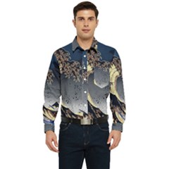 The Great Wave Off Kanagawa Japan Japanese Waves Men s Long Sleeve Pocket Shirt  by Cowasu