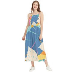 Exotic Leaves Flower Plant And Branches Art Print Botanical Pattern Boho Sleeveless Summer Dress by Cowasu