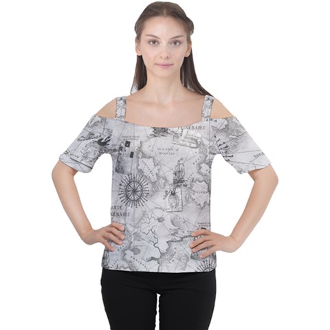 Vintage Cartography Atlas Nautical Map Cutout Shoulder Tee by Cowasu