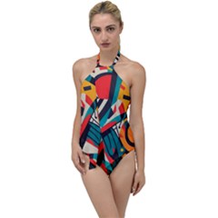 Colorful Abstract Go With The Flow One Piece Swimsuit by Jack14