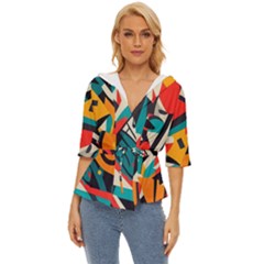Colorful Abstract Lightweight Drawstring Hooded Top by Jack14