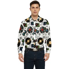Records Vinyl Seamless Background Men s Long Sleeve  Shirt by Bangk1t