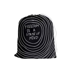 Psychedelic Art Freedom Is A State Of Mind Trippy Quotes Drawstring Pouch (large) by Bangk1t