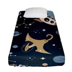 Space Theme Art Pattern Design Wallpaper Fitted Sheet (single Size) by Ndabl3x