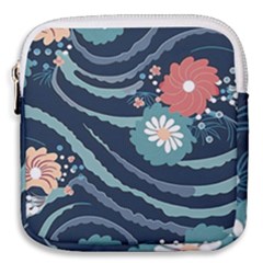 Waves Flowers Pattern Water Floral Minimalist Mini Square Pouch by Ndabl3x