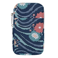 Waves Flowers Pattern Water Floral Minimalist Waist Pouch (small) by Ndabl3x