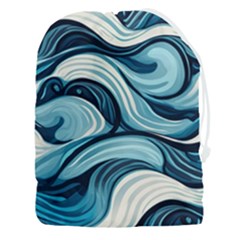 Pattern Ocean Waves Arctic Ocean Blue Nature Sea Drawstring Pouch (3xl) by Ndabl3x