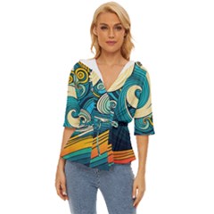 Waves Wave Ocean Sea Abstract Whimsical Abstract Art Lightweight Drawstring Hooded Top by Ndabl3x