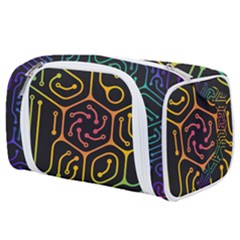 Circuit Hexagonal Geometric Pattern Background Pattern Toiletries Pouch by Ndabl3x