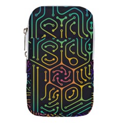 Circuit Hexagonal Geometric Pattern Background Pattern Waist Pouch (large) by Ndabl3x