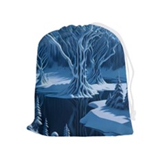 Nature Winter Cold Snow Landscape Drawstring Pouch (xl) by Ndabl3x