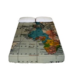 Vintage World Map Fitted Sheet (full/ Double Size) by Cowasu