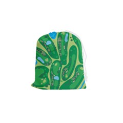 Golf Course Par Golf Course Green Drawstring Pouch (small) by Cowasu
