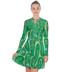 Golf Course Par Golf Course Green Long Sleeve Panel Dress by Cowasu